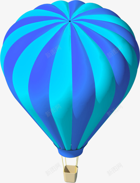 手绘蓝色唯美条纹热气球png免抠素材_88icon https://88icon.com 条纹 热气球 蓝色