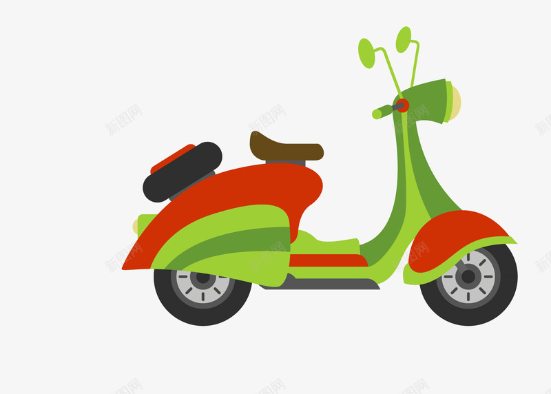 卡通手绘绿色的摩托车png免抠素材_88icon https://88icon.com 创意 动漫动画 卡通摩托车 彩绘小摩托 手绘 绿色的摩托