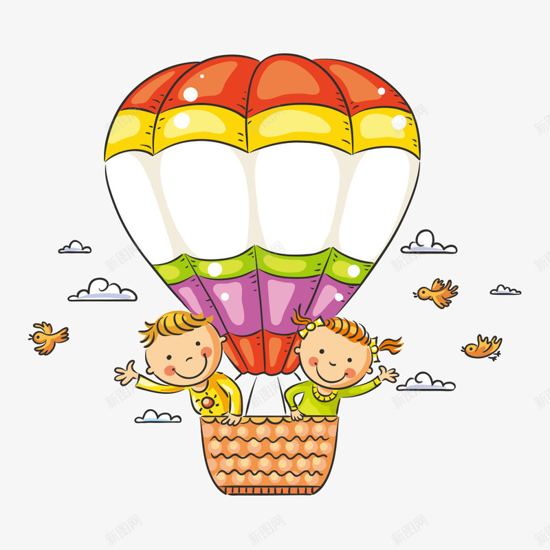 热气球上的小孩png免抠素材_88icon https://88icon.com 人物 人物插画 卡通人物 卡通小孩 热气球 矢量人物
