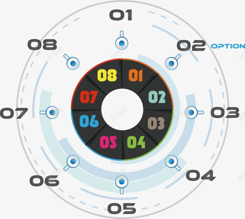 PPT元素矢量图ai免抠素材_88icon https://88icon.com 3D信息图表 PPT信息图表 PPT图表 信息图表 信息标签 信息选项 圆环 数据分析 演示图形 转盘 矢量图