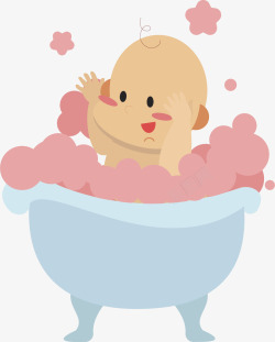 可爱浴缸洗澡的婴儿矢量图素材