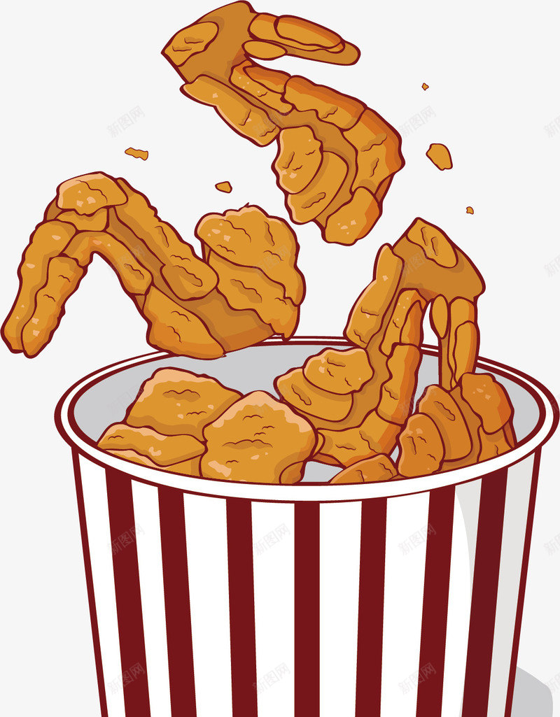 红色条纹翅桶png免抠素材_88icon https://88icon.com 炸鸡 炸鸡翅 美味翅桶 翅桶