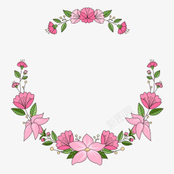 粉色花朵植物圆环矢量图素材