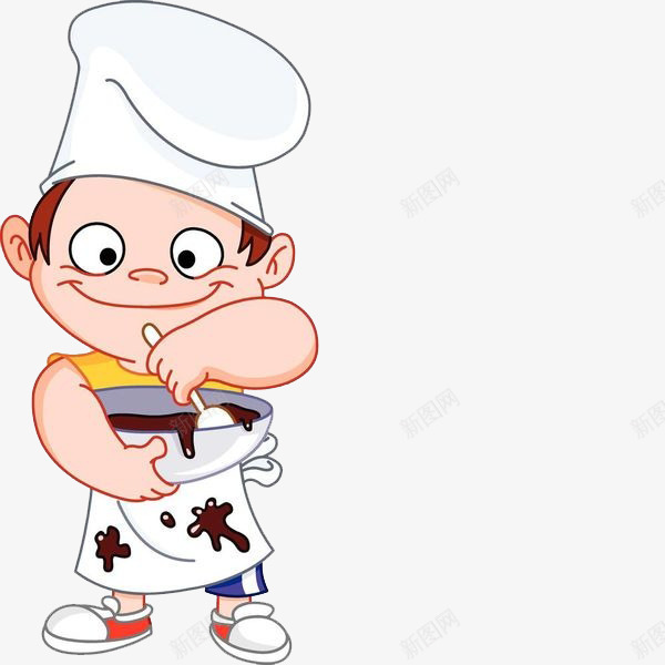 卡通小孩做饼png免抠素材_88icon https://88icon.com 做饼 免扣小孩做饭 勺子 卡通 小孩做饼 搅拌 碗