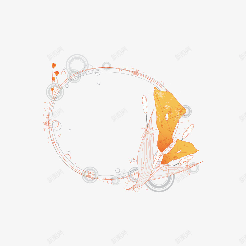 手绘马蹄莲和橙色边框png免抠素材_88icon https://88icon.com 圆环 手绘马蹄莲 橙色 边框
