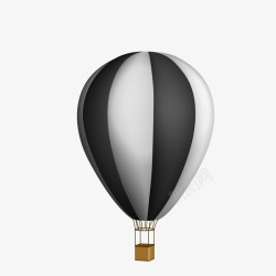 手绘条纹黑色热气球矢量图素材