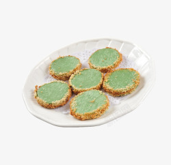 绿茶佛饼2产品实物绿茶饼一盘高清图片