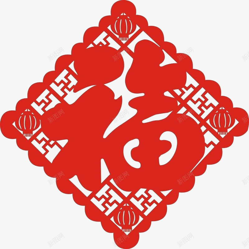 福字门联png免抠素材_88icon https://88icon.com 中国年 传统节日 红福字 红色 贴门联 过年