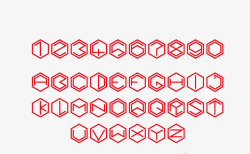 红色立体菱形英文字母艺术字素材