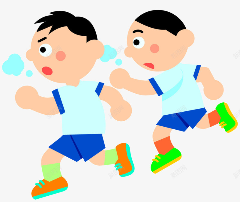 跑步的小孩png免抠素材_88icon https://88icon.com 卡通 奔跑的孩子 比赛 跑步 运动装