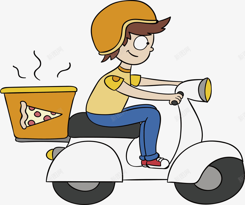 骑摩托送外卖png免抠素材_88icon https://88icon.com 外送员 快递员 手绘风 矢量png 送外卖 骑摩托