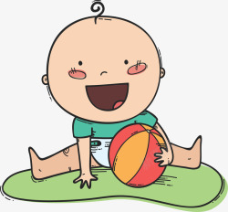 玩皮球地上玩皮球的婴儿矢量图高清图片