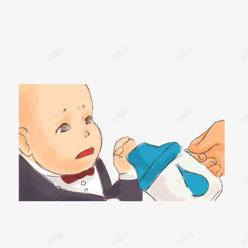接过奶瓶要喝奶的宝宝png免抠素材_88icon https://88icon.com 喝奶的宝宝 手绘 接过奶瓶要喝奶的宝宝 穿着小西装的宝宝