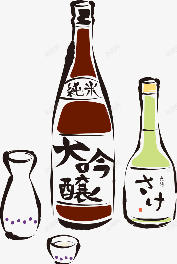 酒瓶矢量图ai免抠素材_88icon https://88icon.com 手绘 褐色 酒瓶 饮料 矢量图