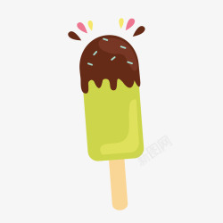 夏日绿色卡通冰淇淋素材