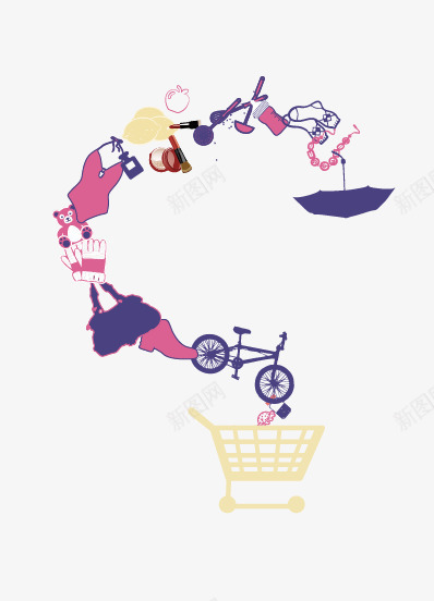 h5商业元素png免抠素材_88icon https://88icon.com h5素材商业元素 卡通 自行车 购物车