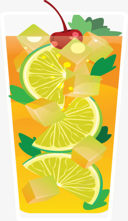 夏天水果柠檬果汁矢量图素材