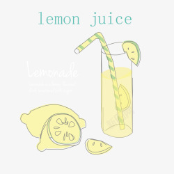 手绘柠檬与柠檬汁背景素材