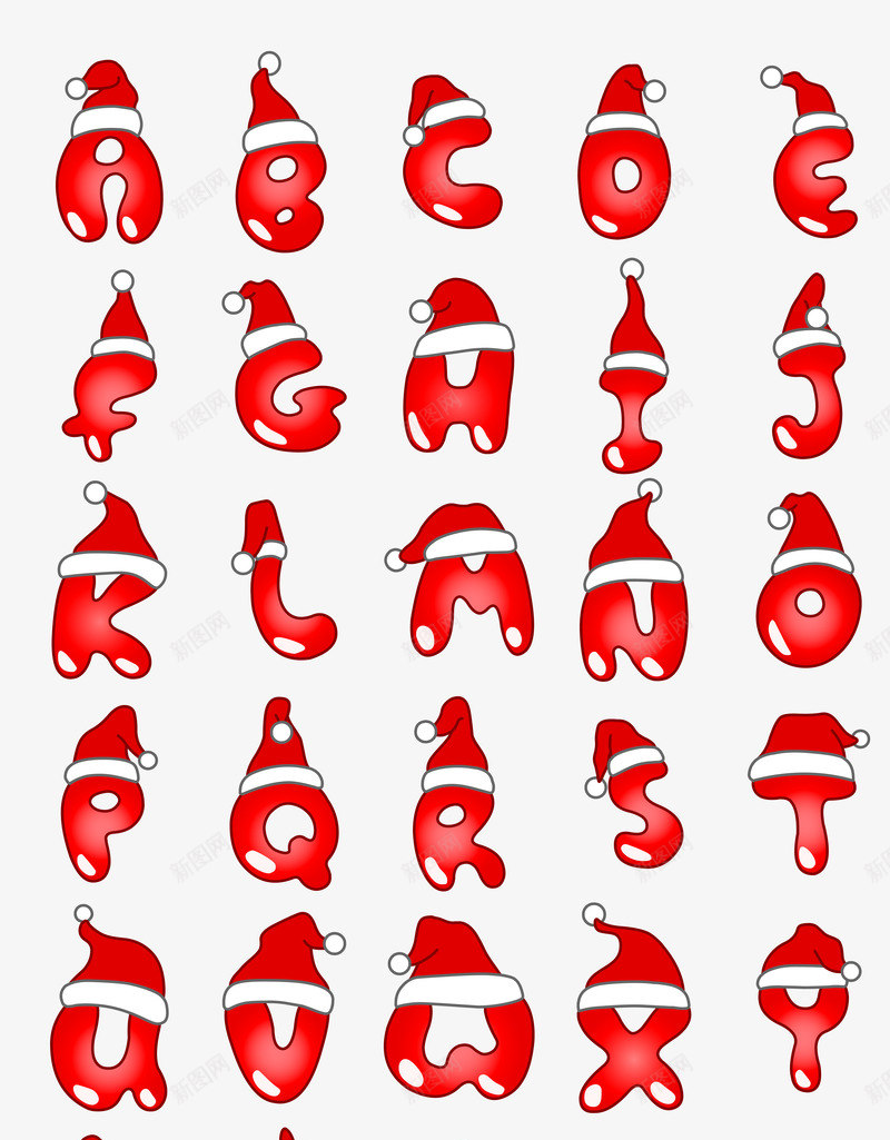 圣诞节英文字母png免抠素材_88icon https://88icon.com 可爱风格 喜庆 圣诞帽子 圣诞节主题 圣诞节快乐 红色 节日气氛 英文字母