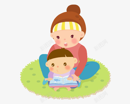 郊外母亲教孩子学习png免抠素材_88icon https://88icon.com 关爱 学习 教孩子 母亲 郊外