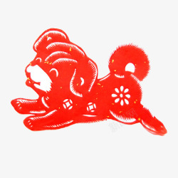 中国风传统狗狗红色剪纸素材