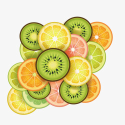 水果水果片猕猴桃柠檬片矢量图素材