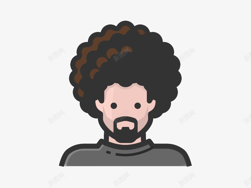 手绘卡通黑人png免抠素材_88icon https://88icon.com 卷发 头像 平面