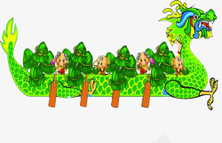 绿色艺术手绘龙舟粽子造型素材