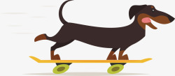 玩滑板卡通卡通玩滑板的狗狗矢量图高清图片