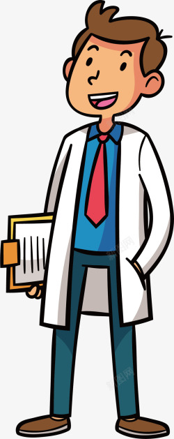 戴眼镜的女医生手绘卡通去上班的男医生矢量图高清图片
