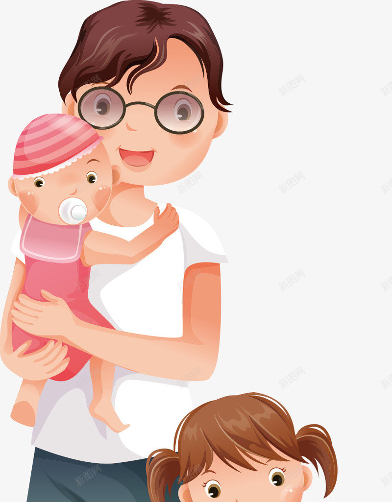 抱着孩子的父亲png免抠素材_88icon https://88icon.com 卡通人物 奶爸 照顾孩子 爸爸