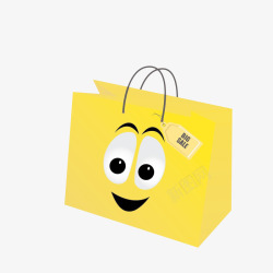 卡通黄色人脸购物袋素材