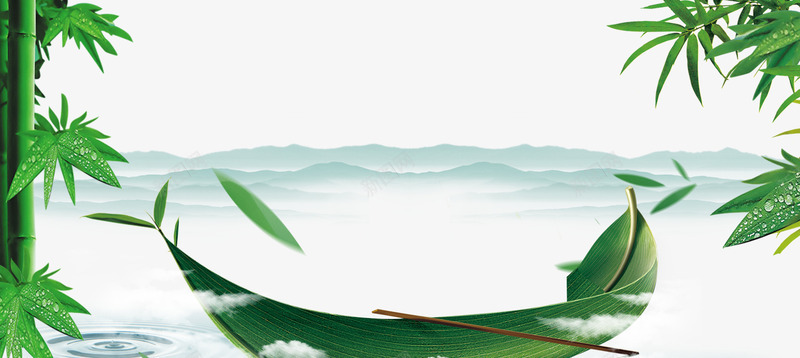 绿色创意端午节海报psd免抠素材_88icon https://88icon.com 创意设计 海报 端午 端午节 粽子 绿色 龙舟