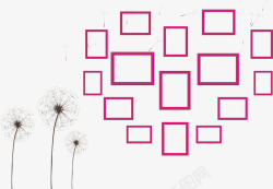 蒲公英粉色心形照片墙免费素材