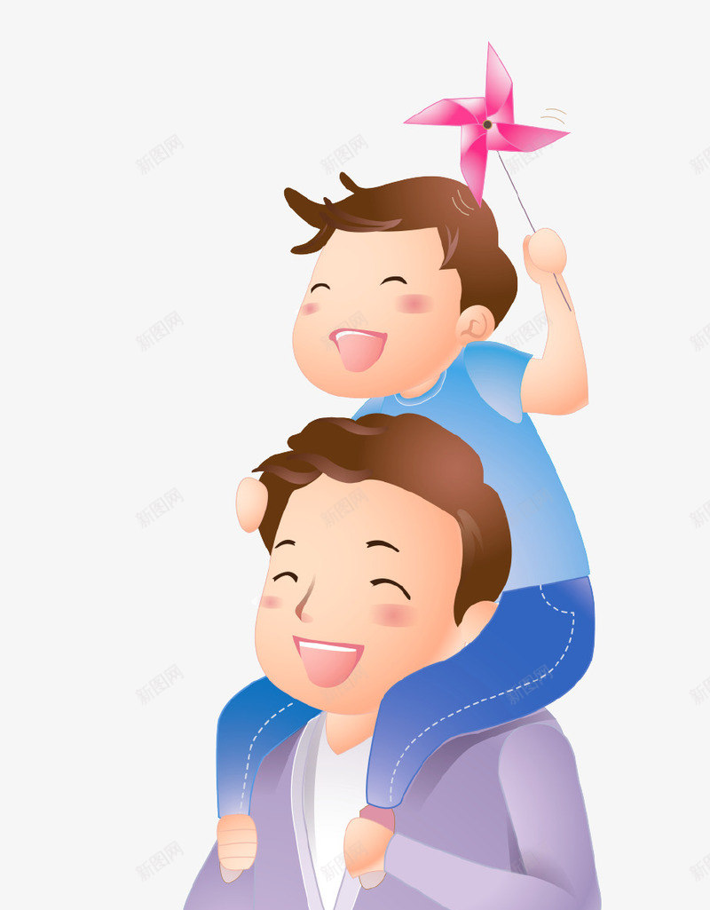 卡通欢乐父子插画png免抠素材_88icon https://88icon.com 卡通 孩子 插画 欢乐 父亲节 父子 父爱 风车