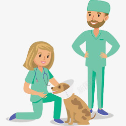 卡通宠物医生和狗狗素材