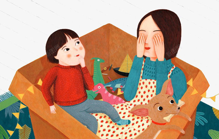 陪孩子玩耍的妈妈psd免抠素材_88icon https://88icon.com 创意设计 卡通卡片 手绘插画 秋日小镇