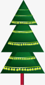 绿色手绘灯光圣诞树素材