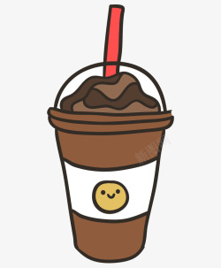 夏日冷饮巧克力奶昔咖啡饮料插画矢量图素材