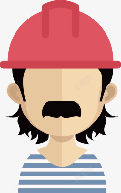 红帽子工人头像矢量图素材