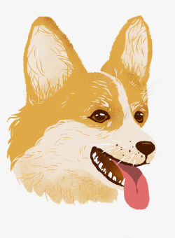 卡通手绘黄色的狗头像素材