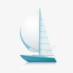 夏日海上帆船船矢量图素材