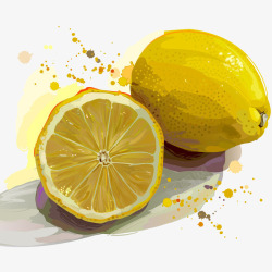 手绘水彩绘画水果柠檬素材