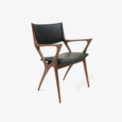 胡桃木单椅现代皮革椅子高清图片