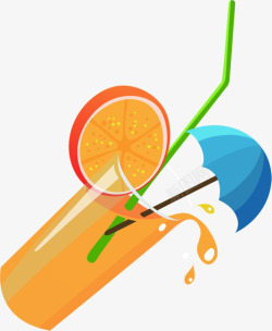 卡通手绘夏日饮品橙汁素材