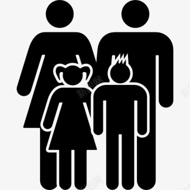 熟悉的父亲母亲的儿子和女儿图标图标