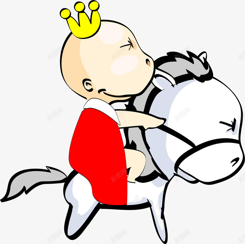 披红衣服的卡通宝宝骑马png免抠素材_88icon https://88icon.com 卡通 宝宝 白马 骑马
