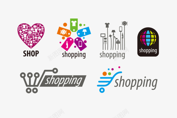 购物logo心形矢量图图标图标