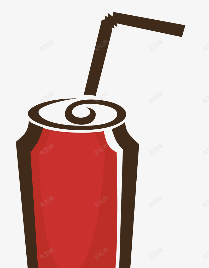 一瓶红色的饮料矢量图ai免抠素材_88icon https://88icon.com 易拉罐 棕色吸管 白色顶部 红色的瓶子 食品 饮料 矢量图