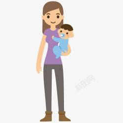 一个抱着孩子的妈妈矢量图素材